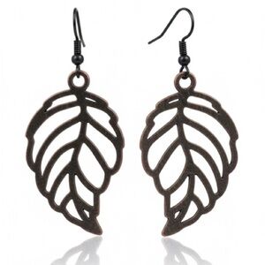 Faux Leather Leaf Earrings